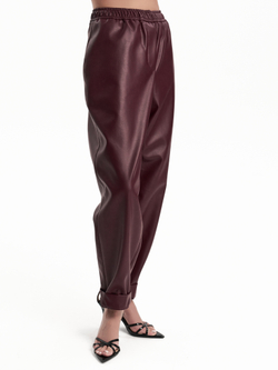 Брюки экокожа в бордовом цвете