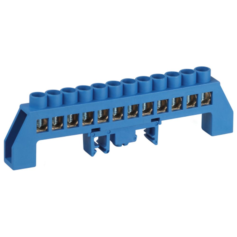 Шина ЭРА NO-224-112 N ноль в комбинированном изоляторе на DIN-рейку ШНИ-8х12-12-Д-синий | Шины N, PE, PEN