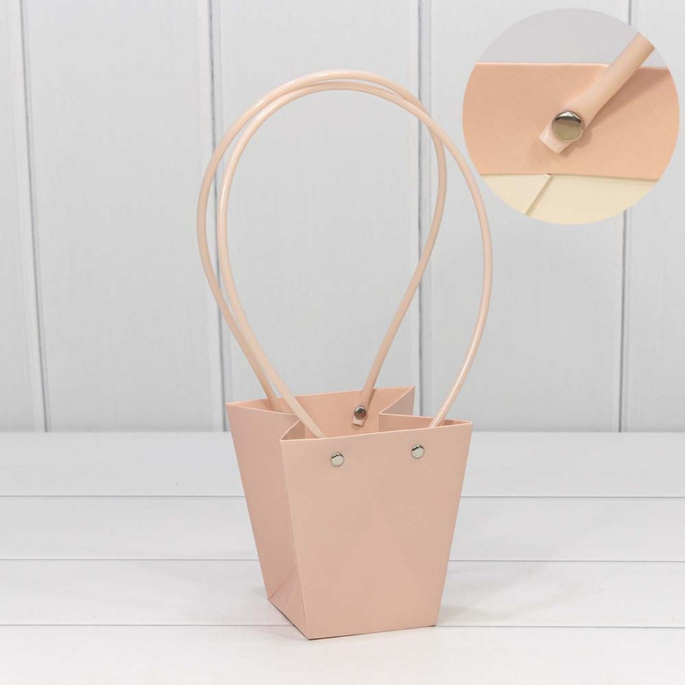 Пакет подарочный 12.5х12х8см Ваза для цветов (Персиковый)