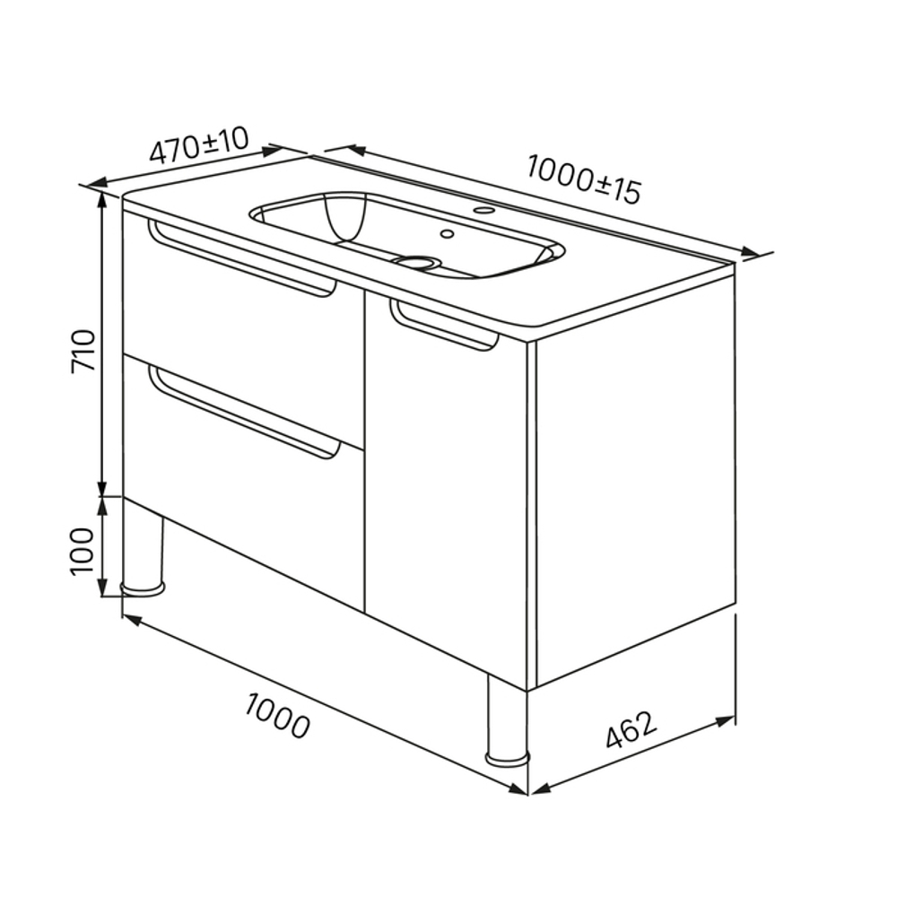 Тумба с умывальником IDDIS Edifice, напольная, 100 см, белая, EDI10WFi95K