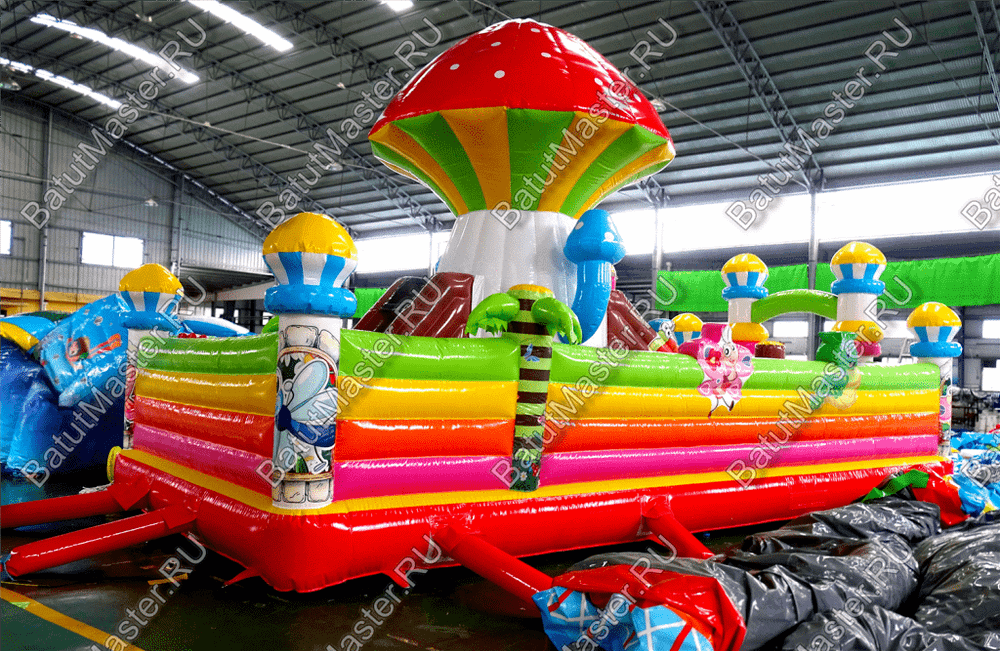 Коммерческий надувной батут "Грибная поляна" 9,1*5*5,5