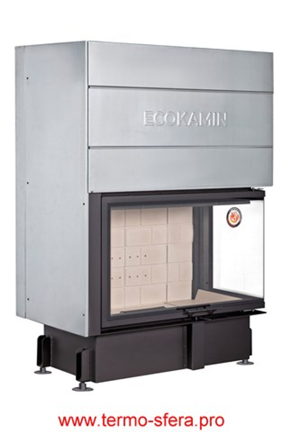 Каминная топка Экокамин ДЕЛЬТА 1000 R два стекла принтинг правая