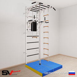 Шведская стенка Sv Sport усиленная 6474 (Турник рукоход/Брусья/Канат/Лестница/Трапеция/Мат 1м)