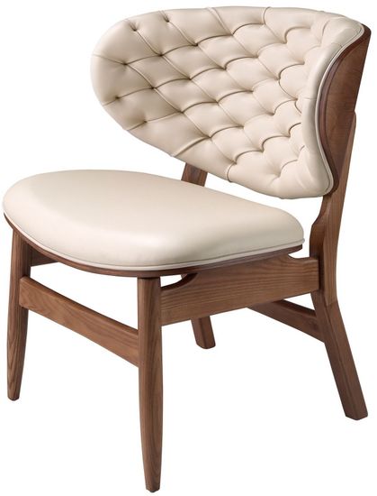 Кресло 5141 из ореха и экокожи песочного цвета Испания