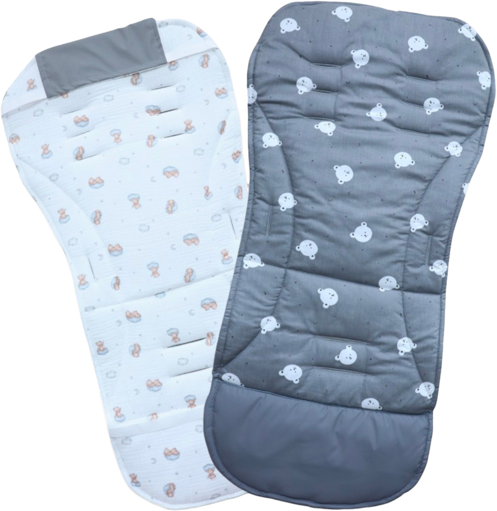 Матрасик в коляску модель КМ1 BG 169-2 серый мишки