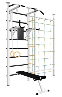 Шведская стенка Sv Sport враспор (Турник стандарт/Брусья/Скамья/Канат/Kольца/Лестница/Канатный лаз/Сетка)