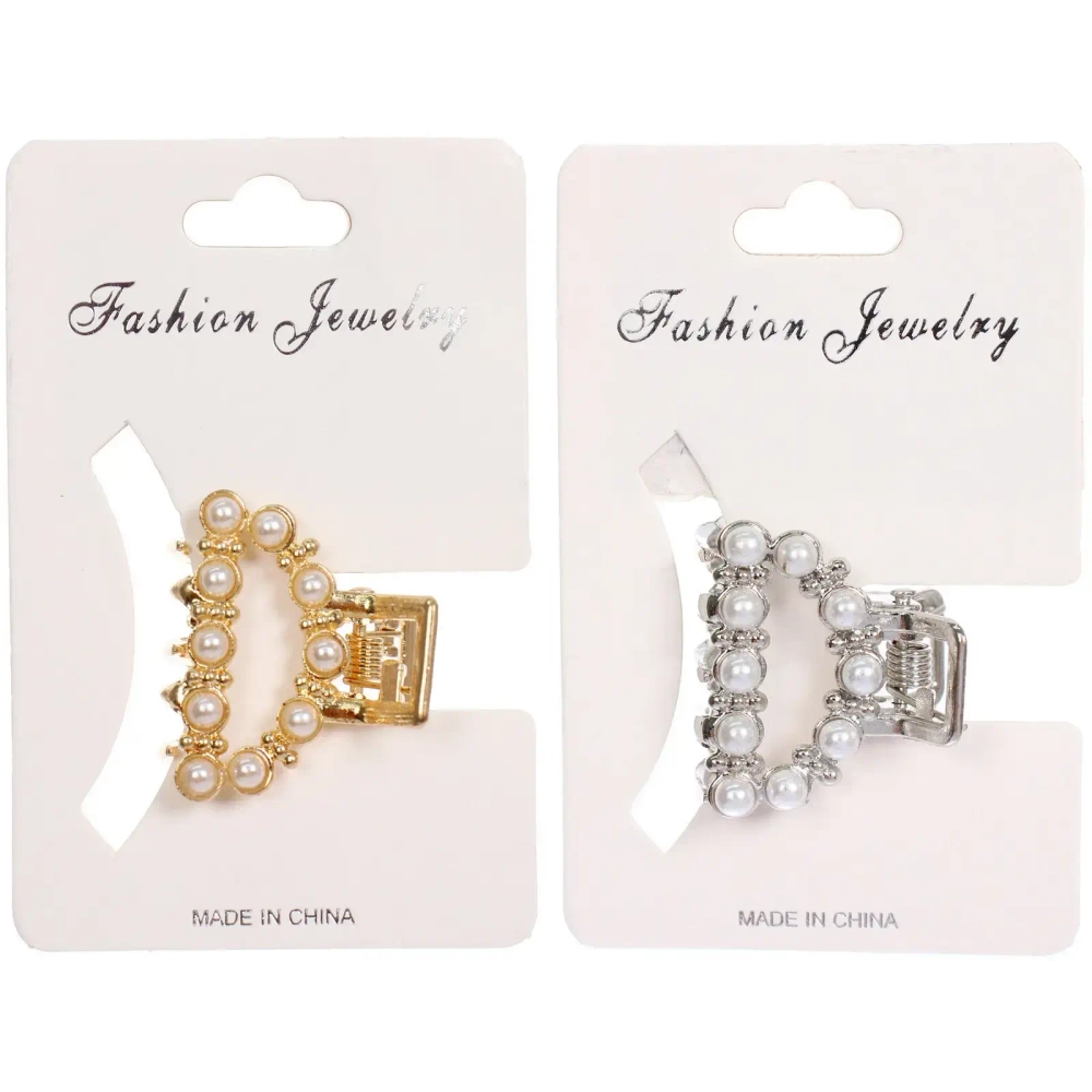 Заколка - краб для волос на блистере 1шт «PREMIUM», тоскана, цвет серебро и золото, 2.5*2.6см