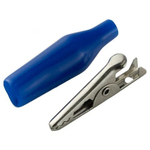 Зажим крокодил для проводов изолированный 27мм (Синий) - 10шт