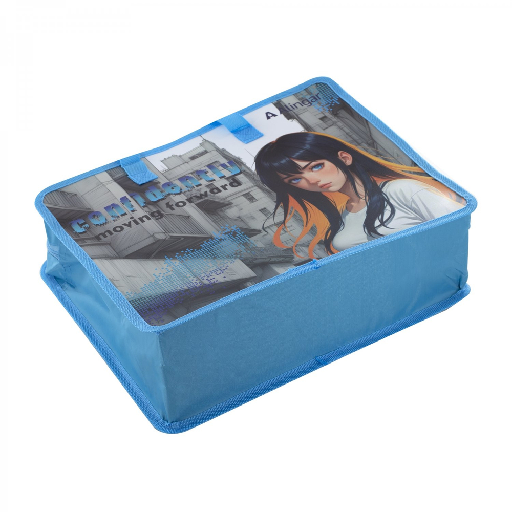 Папка с ручками 1 отделение, А4 265х335х120мм, Alingar, пластик, ручки тесьма, дизайн с двух сторон, молния сверху, "Confidently"