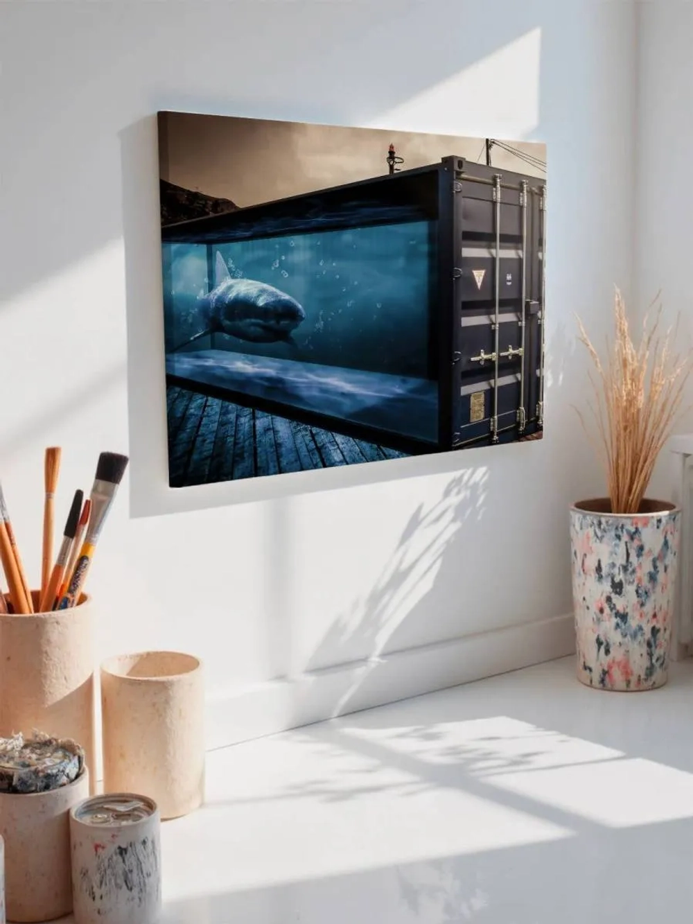 Картина на стену 40 X 50 Контейнер с акулой