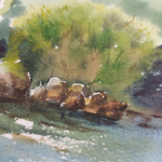 Картина акварельная авторская в паспарту 21х30 см на стену для интерьера "Заросли".