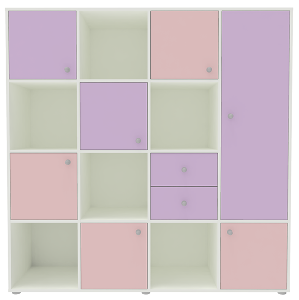 Стеллаж КарИВи Джери 2 Белый  Ирис Розовый