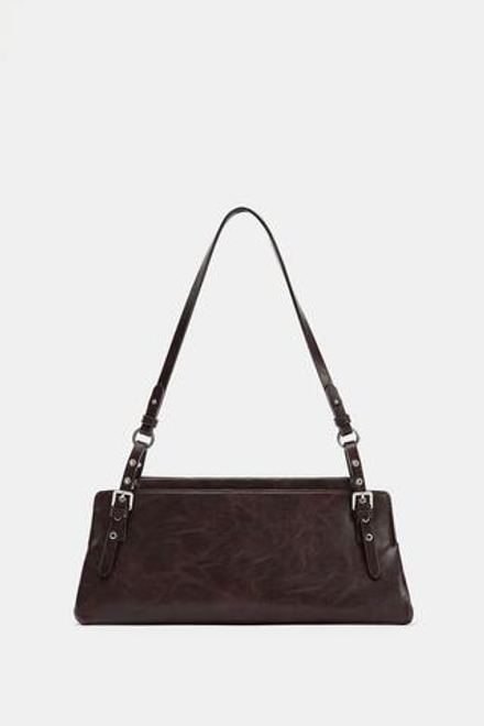 ZARA СУМКА С ЗАКЛЕПКАМИ, БОРДОВО-КРАСНЫЙ