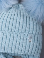 Шапка зимняя детская с помпонами и манишка