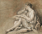 Франсуа Буше. Этюд спящей молодой женщины (Etude de jeune femme endormie). 28.8 x 35.7. Бумага, уголь, сангина, белый мел. Частное собрание.