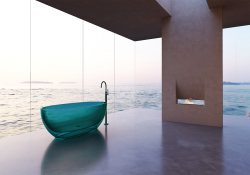 Прозрачная ванна ABBER Kristall AT9703Aquamarin бирюзовая  170x75 см