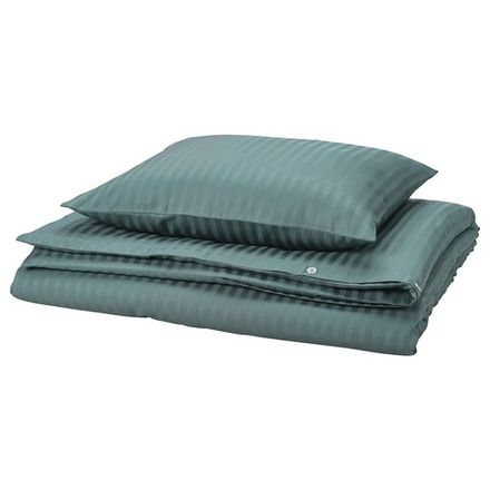 IKEA NATTJASMIN  (ИКЕА НАТТЙАСМИН)  -  Пододеяльник и наволочка, сине-зеленый, 150x200/50x60 см