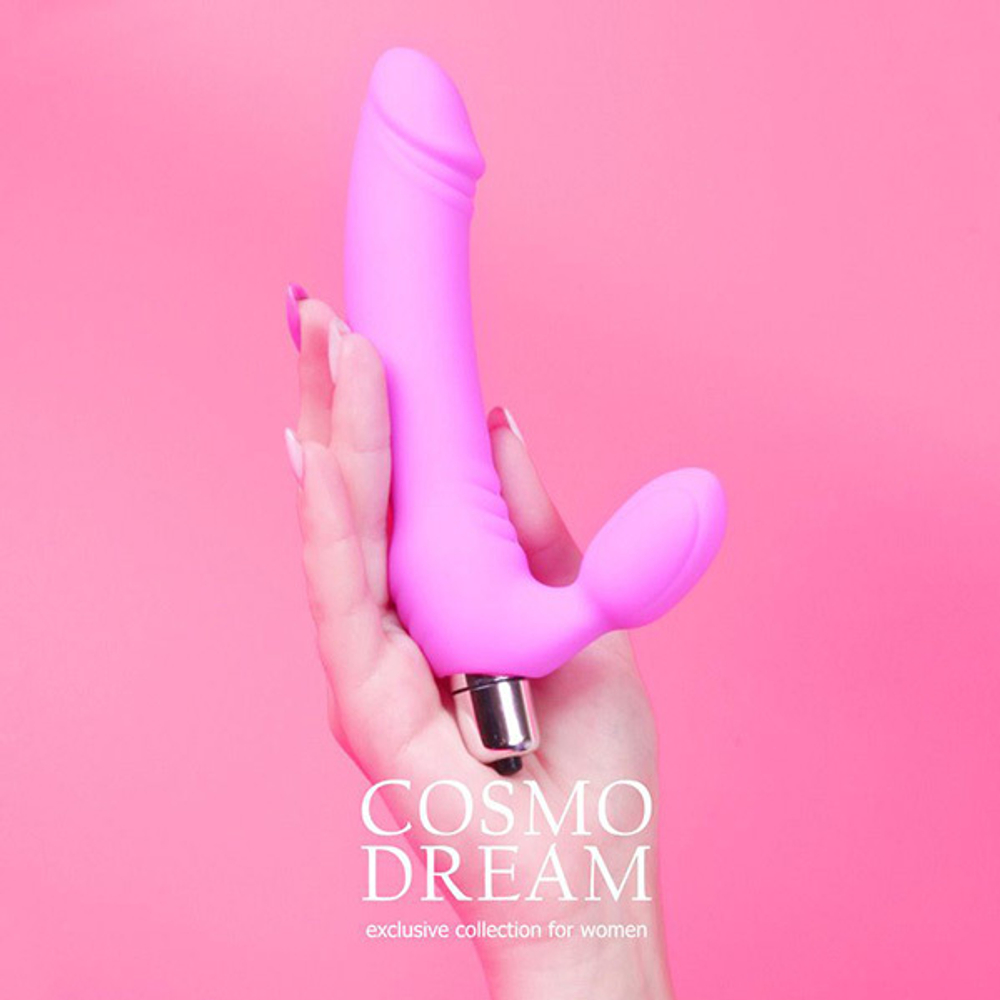 Розовый силиконовый вибромассажер-реалистик 14,5см Bior Toys Cosmo WSL-15011