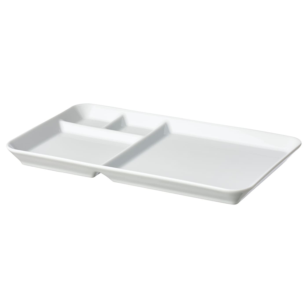 IKEA 365+ Тарелка с отделениями, белая, 31x19 см