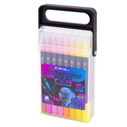 Фломастеры двусторонние 24цв "Parrot" смываемые вент колп пласт упак е/п