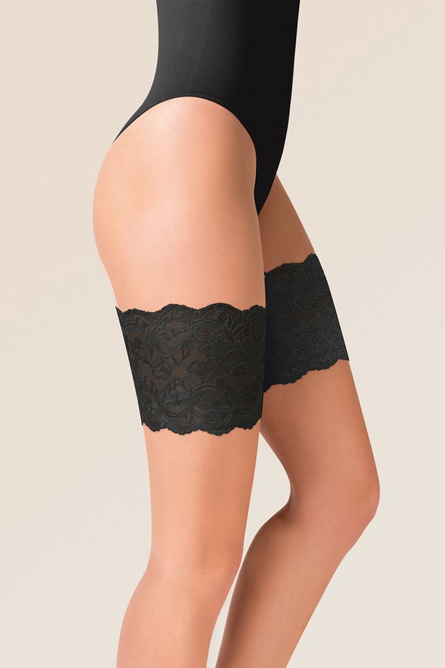Черные бандалетки кружевные с силиконовой поддержкой