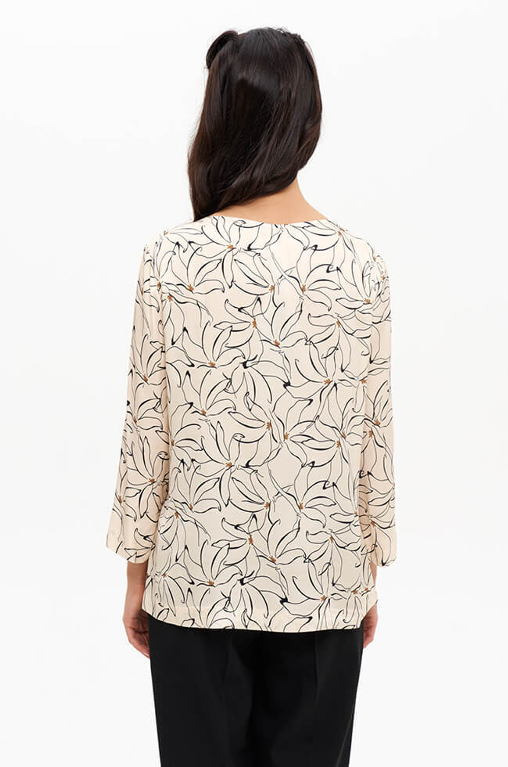 23175 Блузка женская (кремово-черный принт)