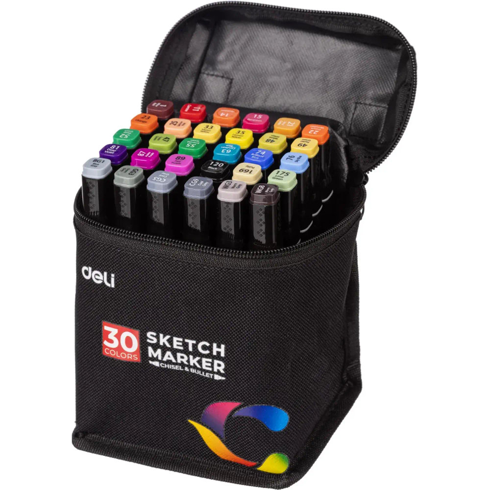Набор маркеров для скетчинга Deli 30цв, двухстор., E70806-30