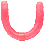 Розовый двусторонний гелевый фаллоимитатор - 44 см. (Цвет: розовый)