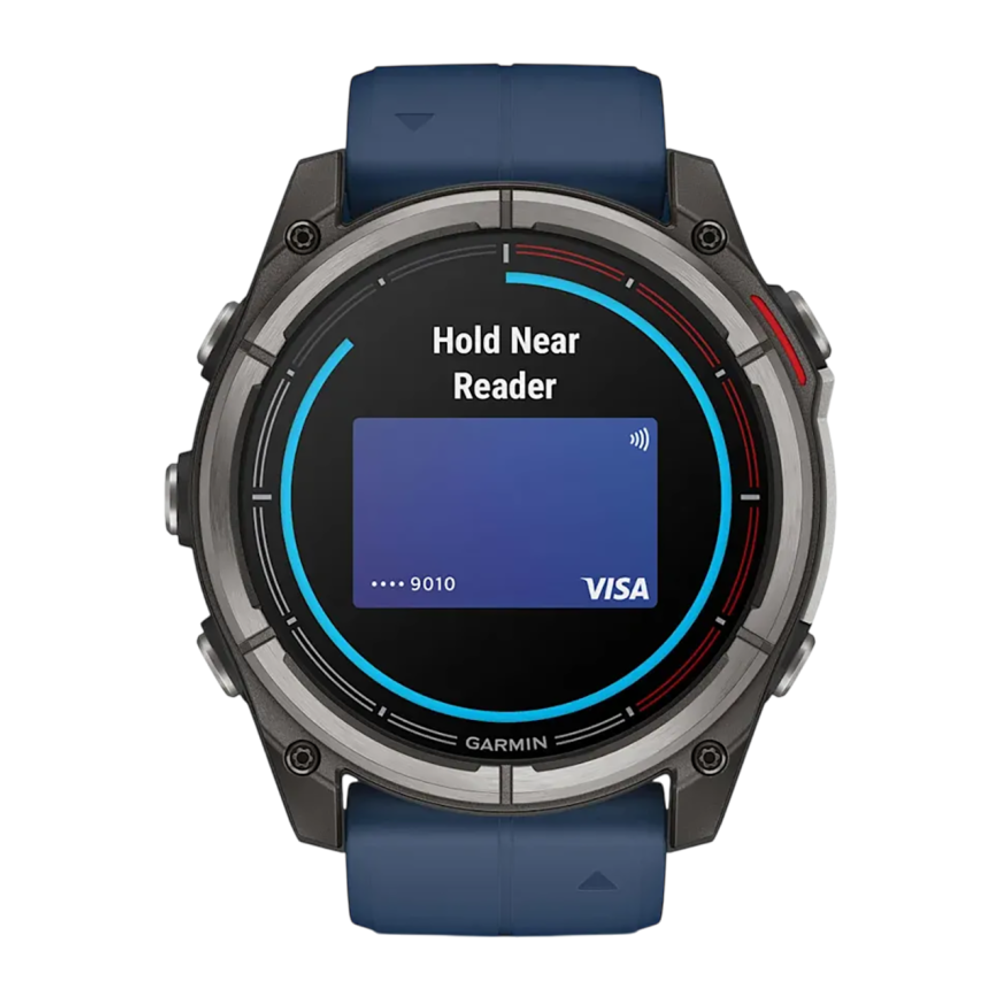 Спортивные часы Garmin quatix 8, AMOLED, 51 мм, силиконовый ремешок Безель из титана, AMOLED-дисплей с сапфировым стеклом. Ремешок с классической застёжкой — на запястье обхватом 127–210 мм