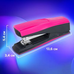 Степлер №24/6, 26/6 BRAUBERG "SUPER", до 30 листов, маджента и черный, 272740