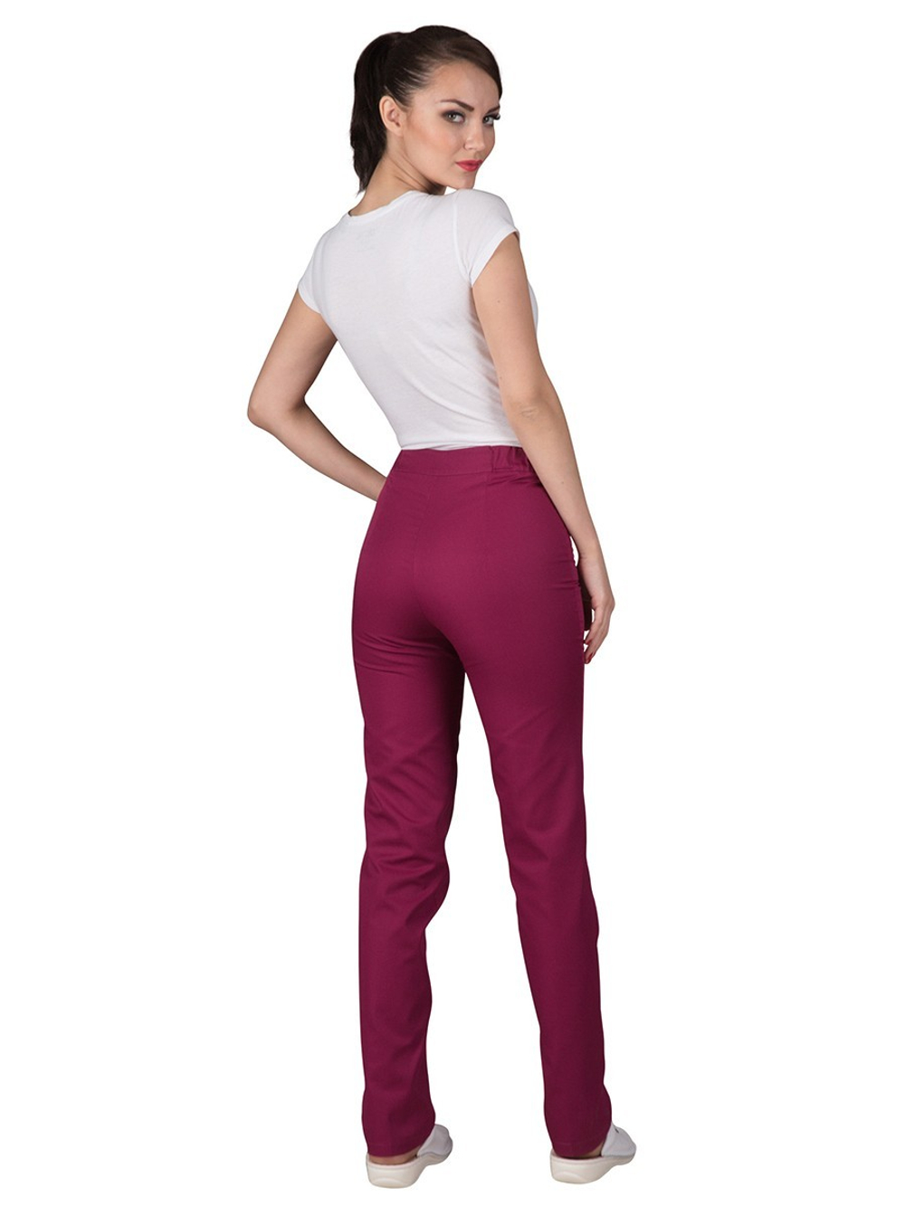 Бордовые брюки медицинские Б-110 MediS.moda