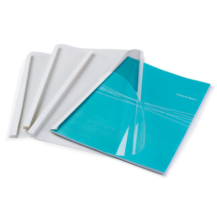 Обложки для термопереплета, А4, КОМПЛЕКТ 100 шт., 8 мм, 61-80 л., верх прозрачный ПВХ, низ картон, FELLOWES, FS-53912