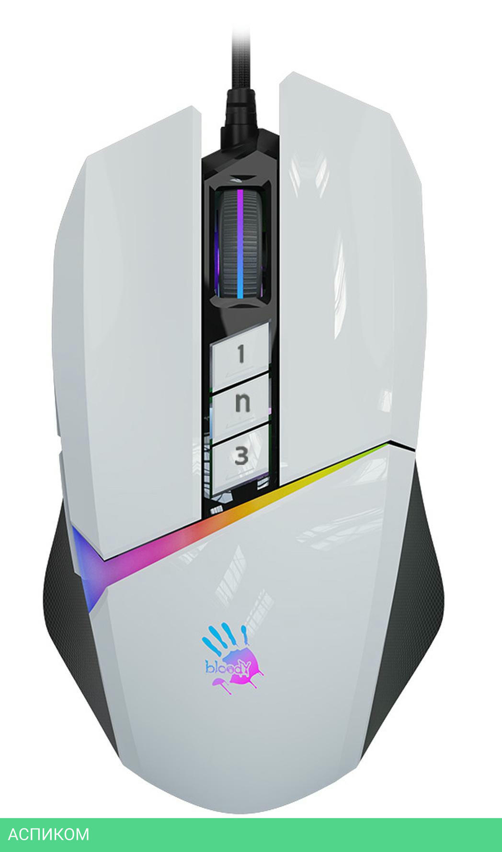 Мышь A4Tech Bloody W60 MAX Panda белый
