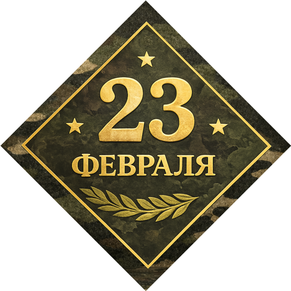 Открытка "С 23 февраля" 50х50мм