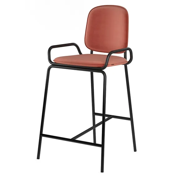 Стул полубарный ror, 2 frame, велюр, черный/темно-красный