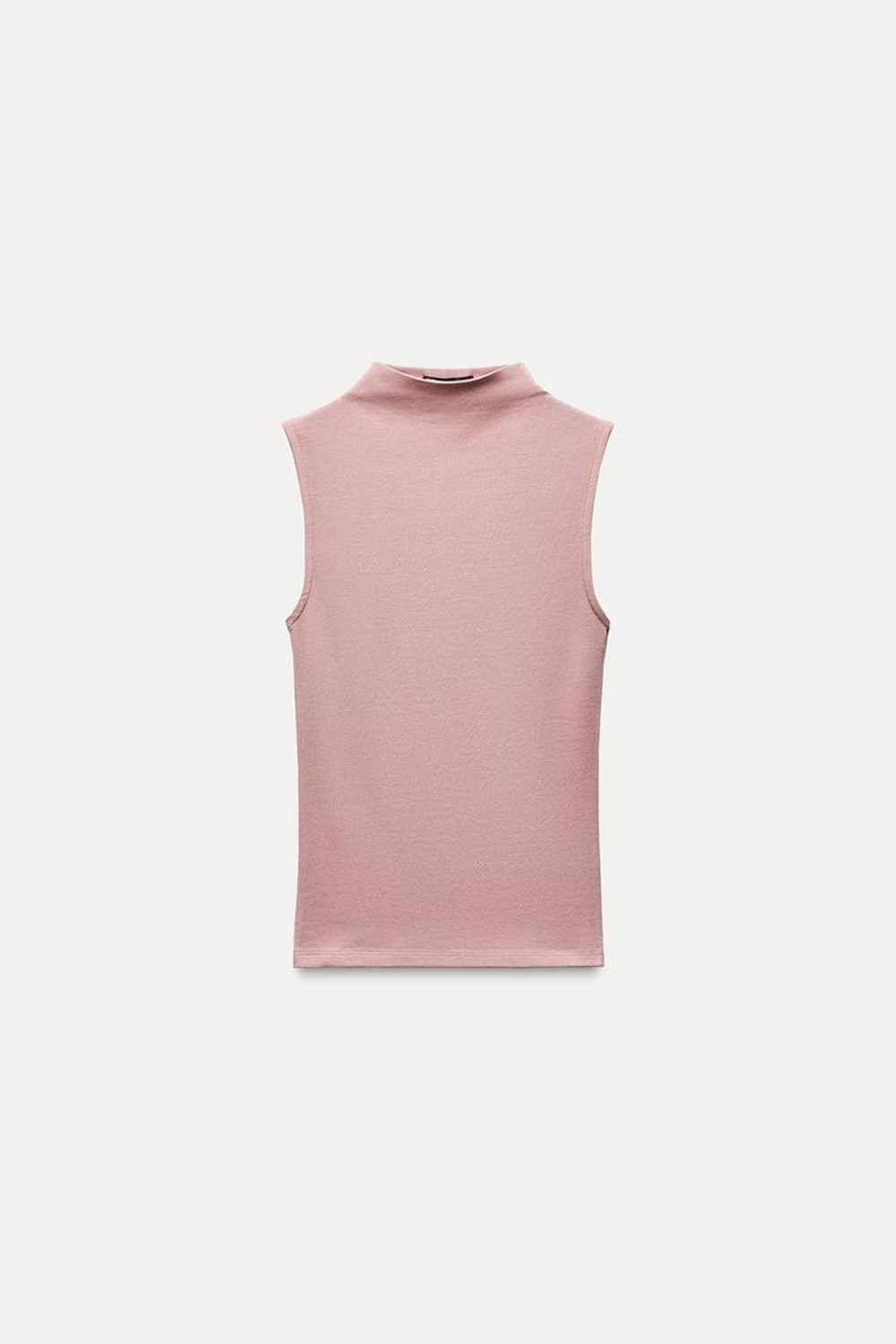 ZARA ТОП ИЗ ХЛОПКА МОДАЛА, БЛЕДНО-РОЗОВЫЙ