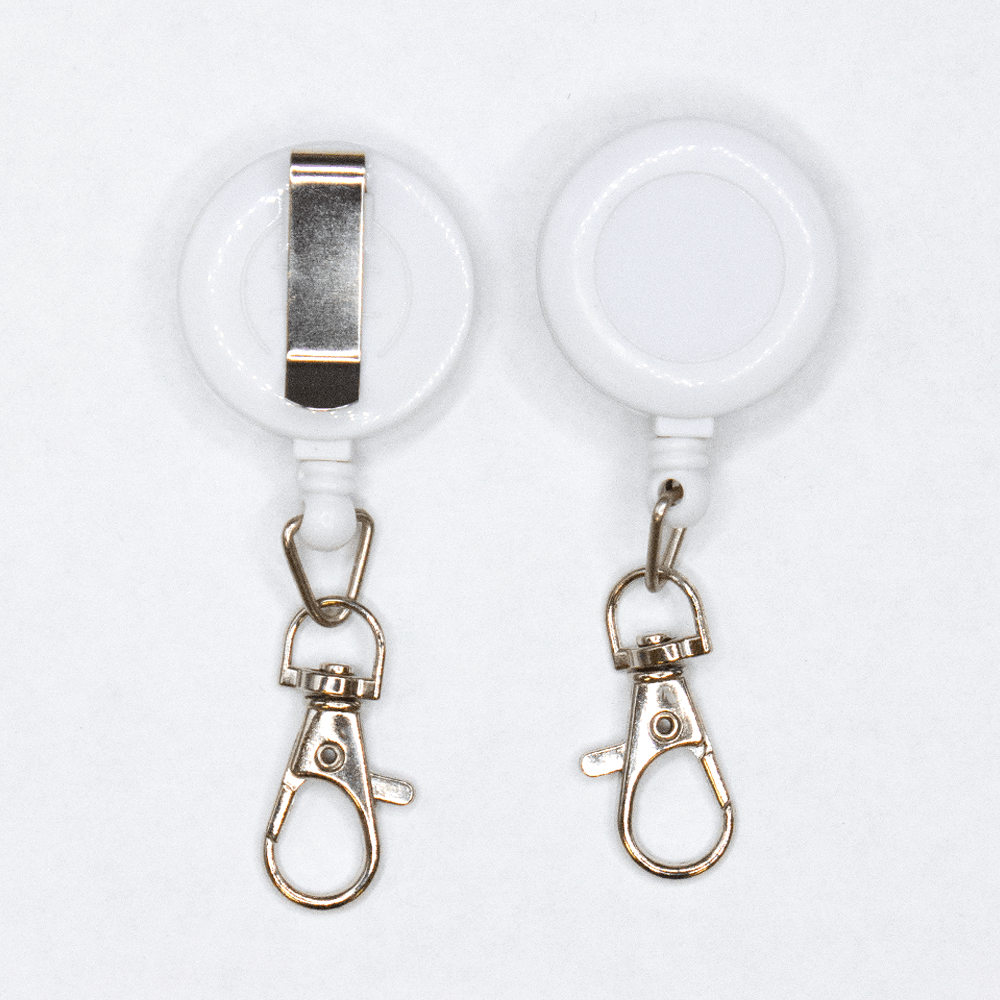 Ретрактор (рулетка) для брелка Москвёнок с карабином белый