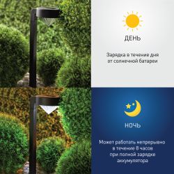 Светильник уличный ЭРА SL-PL42-DMD на солнечной батарее пластик черный 42 см