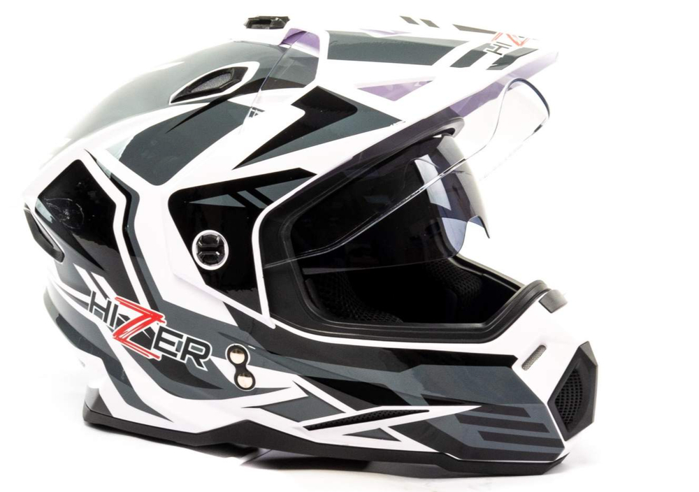 Шлем мото кроссовый HIZER J6801 №4 (M) white/gray