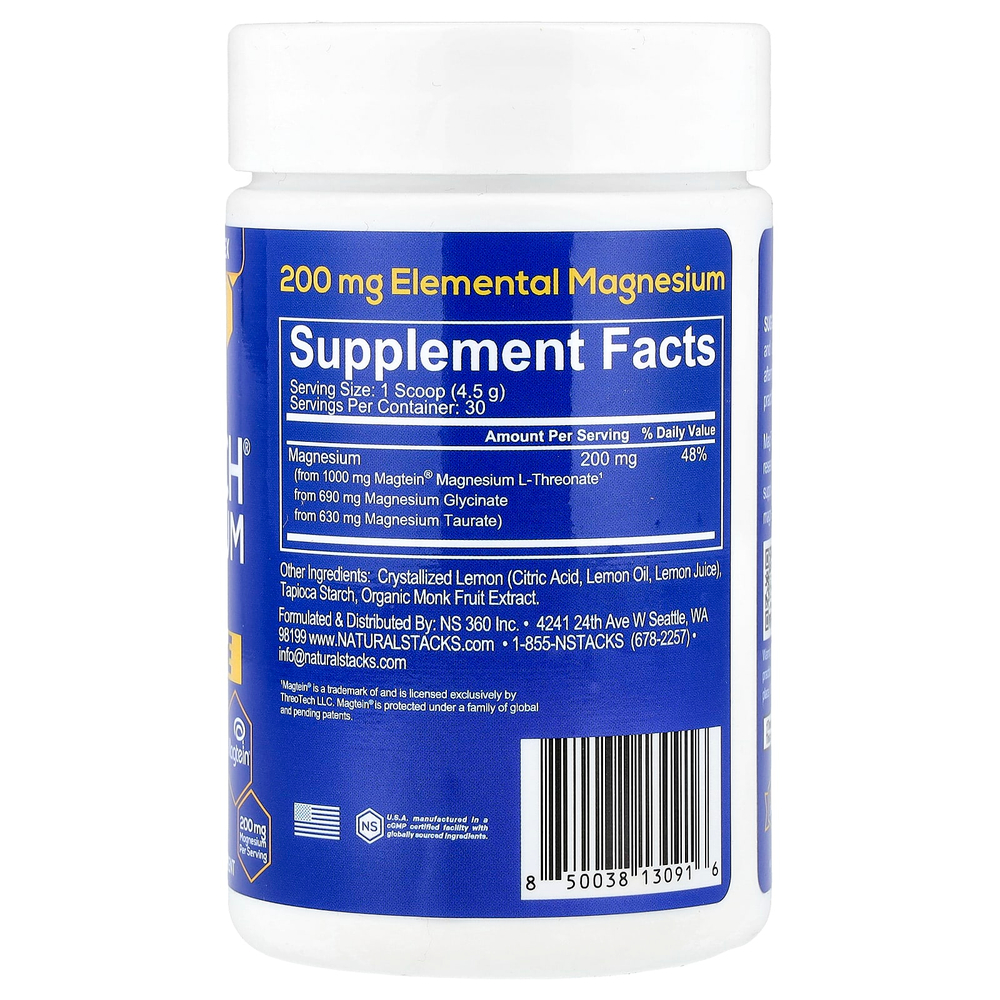Natural Stacks, MagTech®, магний, со вкусом лимонада, 135 г (4,76 унции)