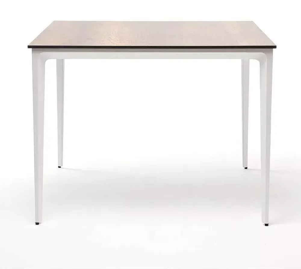 "Малага" обеденный стол из HPL 90х90см, цвет "дуб", каркас белый