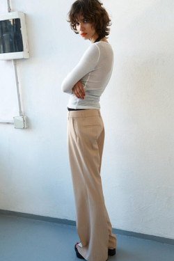 ZARA ПРЯМЫЕ БРЮКИ В ТОНКУЮ ПОЛОСКУ, БЕЖЕВЫЙ