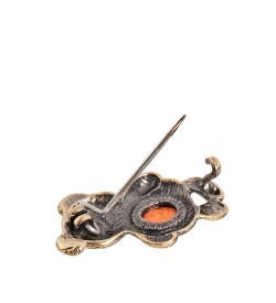 AM-2362 Брошь «Медведь» (латунь, янтарь)