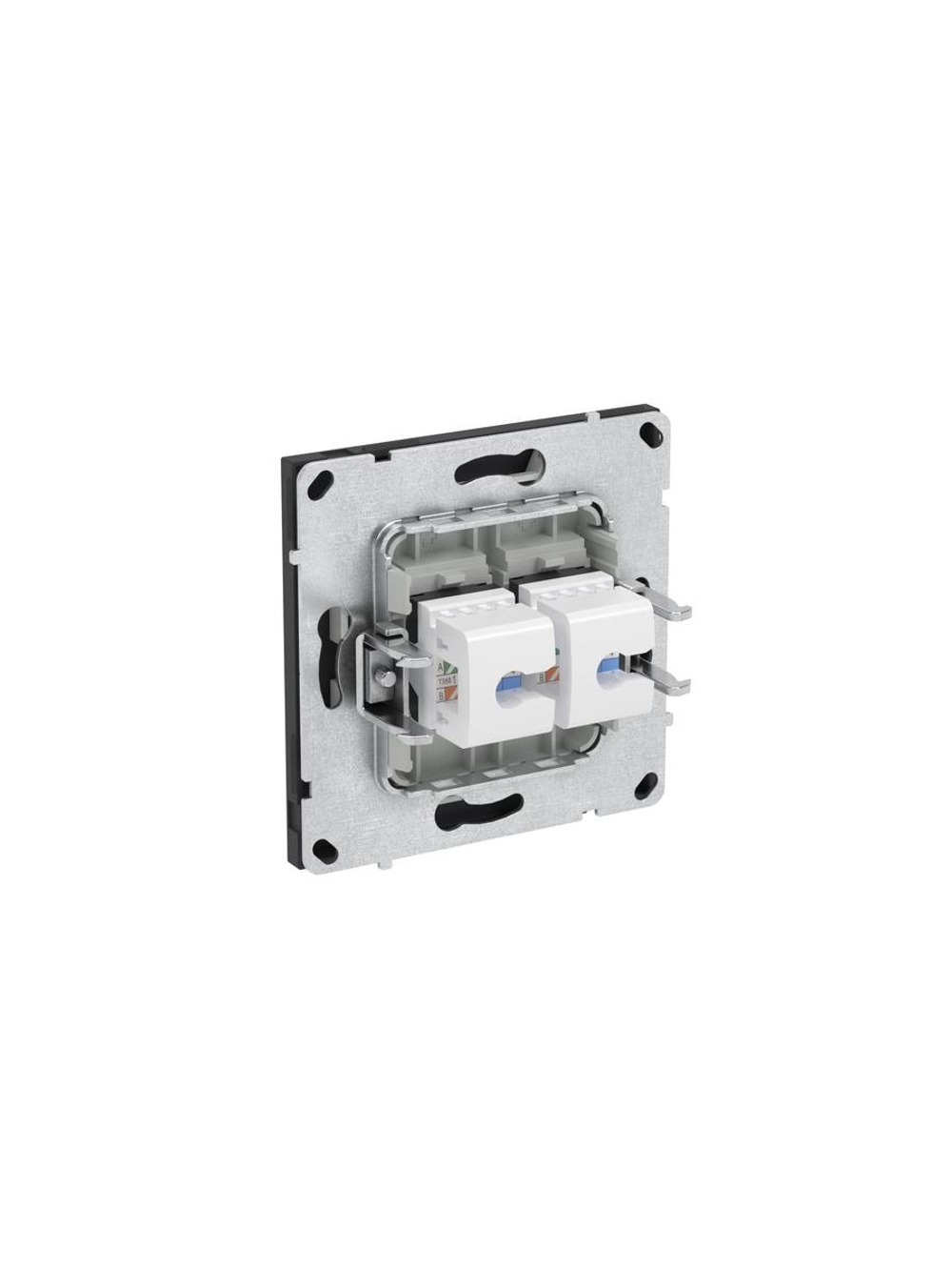 Розетка компьютерная 2-м KANT RJ45 кат.5E без шторки черн. уголь DKC 7012664