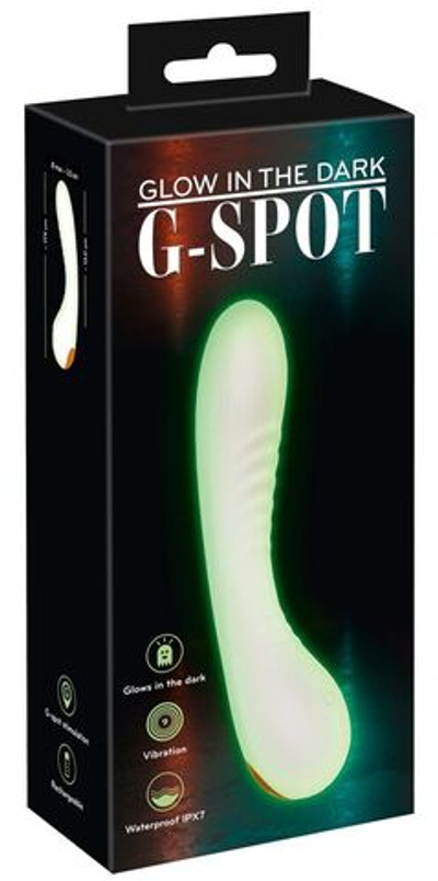 Люминесцентный вибратор для точки G Glow in the dark G-Spot - 17,9 см. (Цвет: белый)