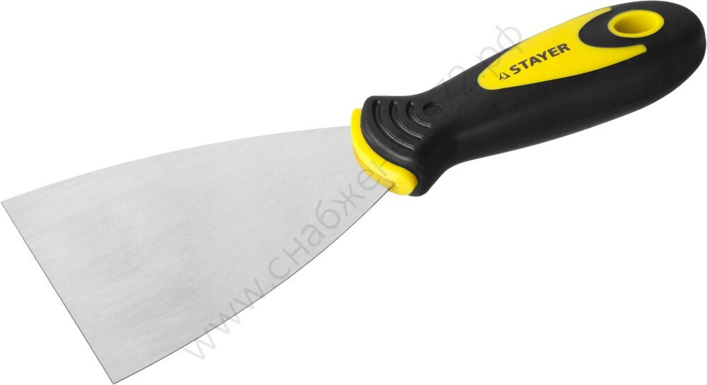 STAYER MaxFlat 80 мм, профилированное полотно двухкомпонентная ручка, нержавеющий, Шпатель, MASTER (10041-08)