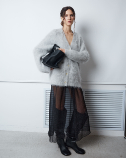 Кардиган на пуговицах из альпака светло-серый