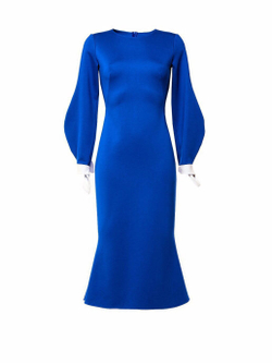 Платье с длинным рукавом и манжетом синее 06-01-19FW