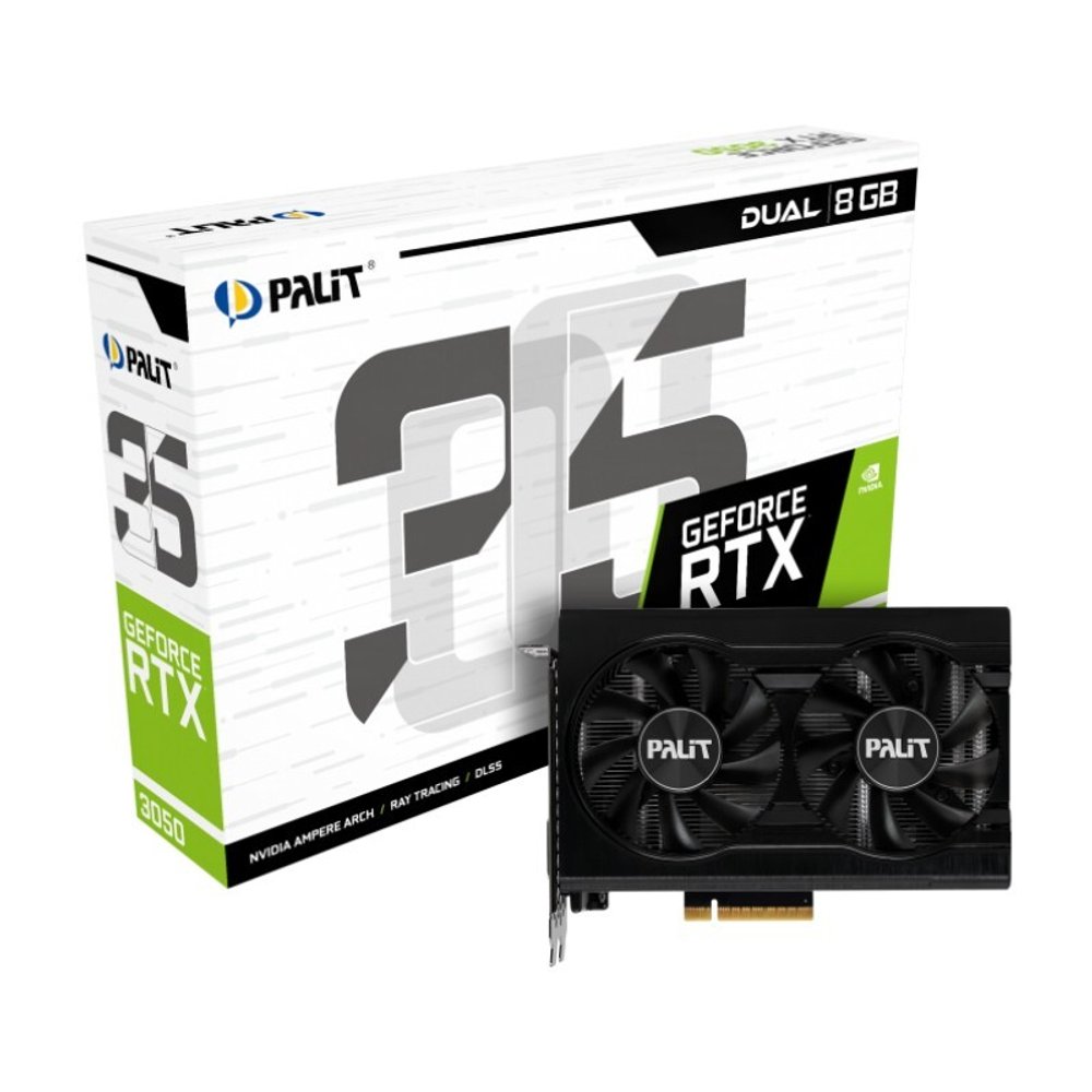 Видеокарта PALIT GeForce RTX 3050 DUAL 8G GDDR6 128-bit, 1777 МГц