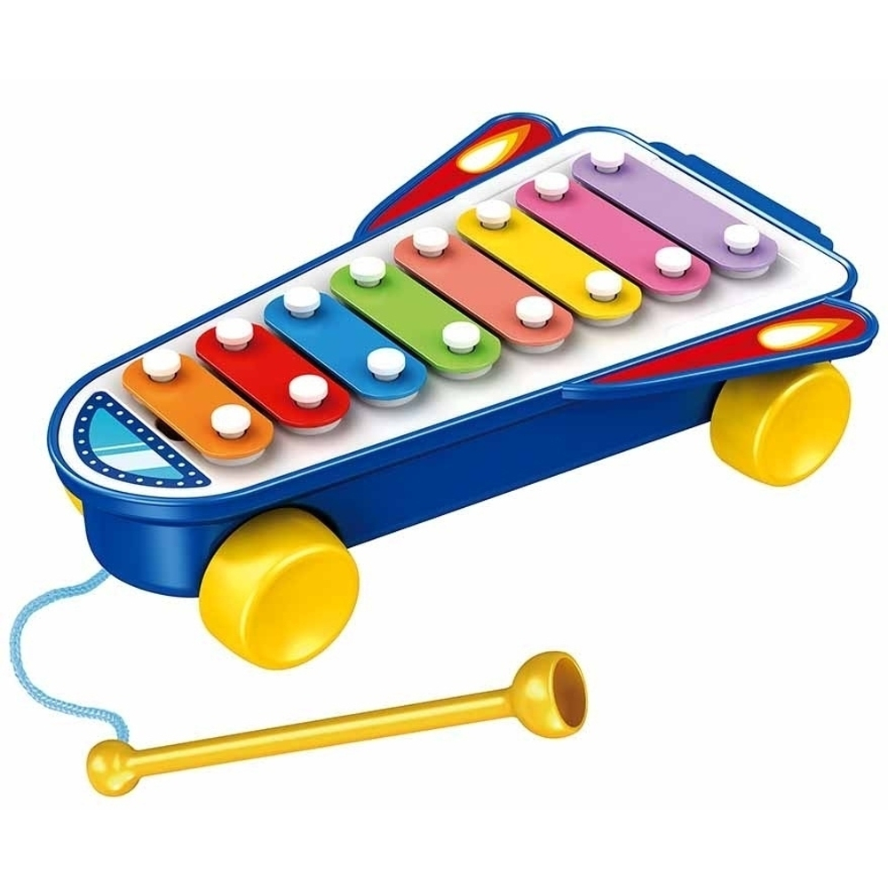 Музыкальная Развивающая игрушка Ксилофон каталка с трещоткой, ракета  "Happy Rocket Piano" 8 тонов